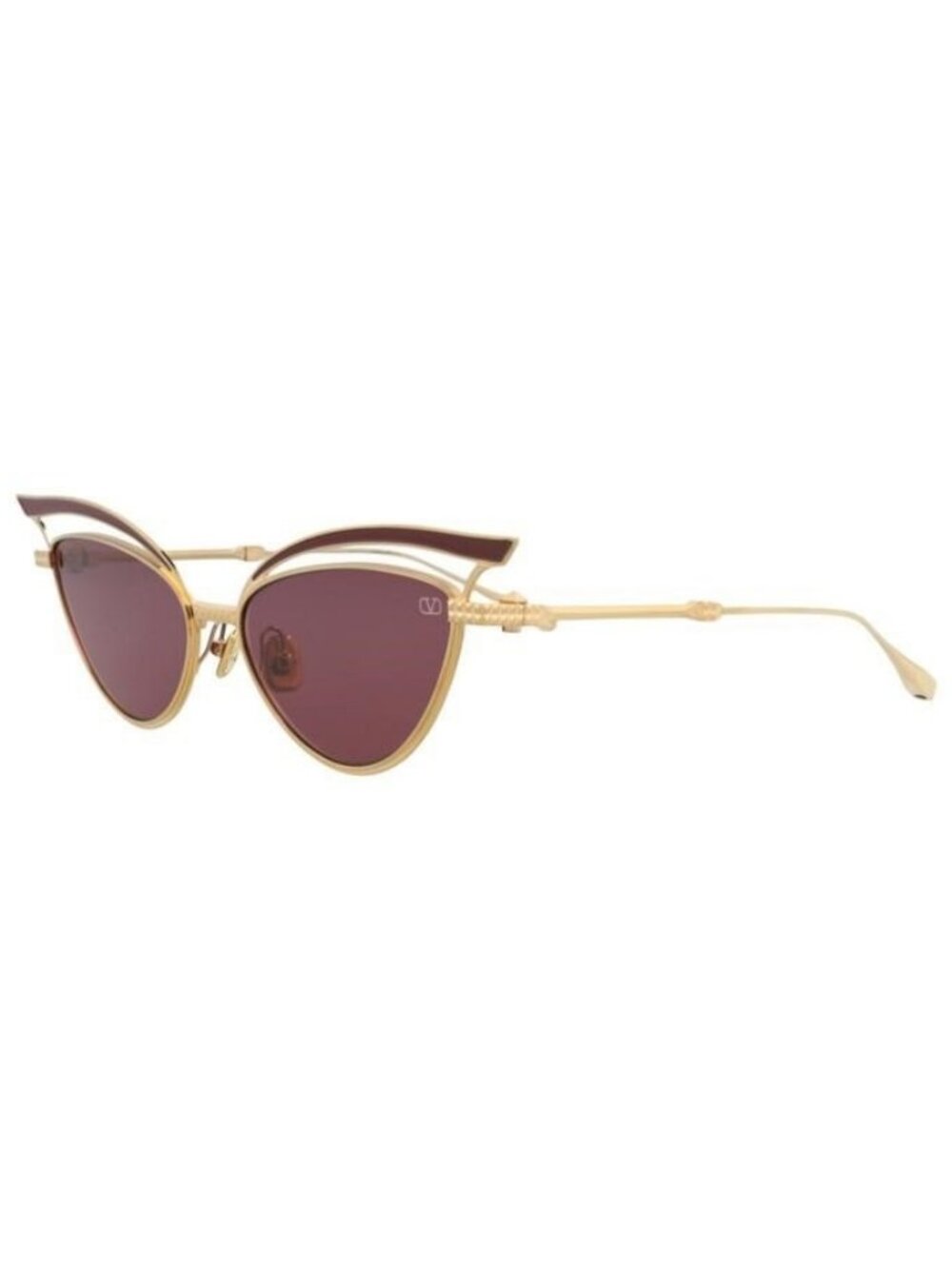 New Valentino Womens Cat Eye Gold Gold Bordeaux Fashion Designer Sunglasses